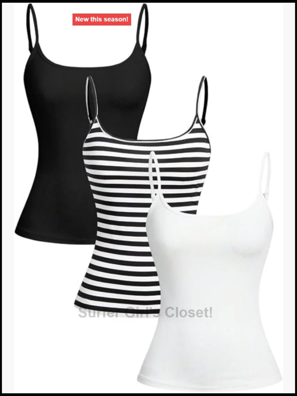 3 Pack Womens Camisole Tank Tops Spaghetti Strap Sleeveless Scoop Neck Pull On